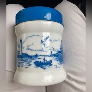 Vintage milk glass canister